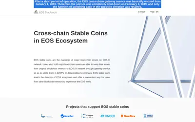 Website screenshot of EOS BTC (2026-05-21)