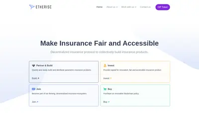 Website screenshot of Etherisc DIP Token (2026-04-25)