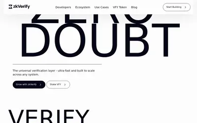 Website screenshot of zkVerify  (2026-05-20)