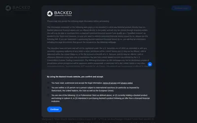Website screenshot of Vanguard tokenized ETF (xStock) (2026-04-25)