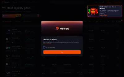 Website screenshot of Meteora (2026-05-22)