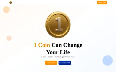 Website screenshot of 1 Coin (2026-04-26)
