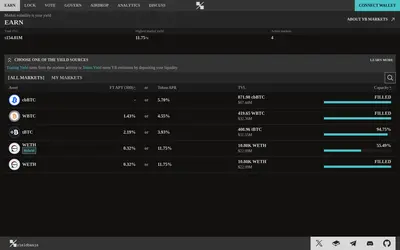 Website screenshot of Yield Basis (2026-05-21)