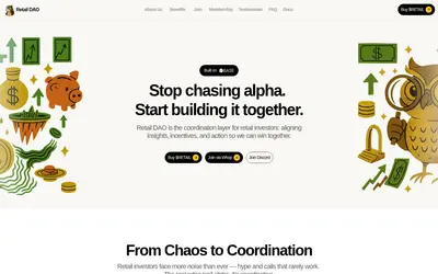 Website screenshot of Retail DAO (2026-05-20)