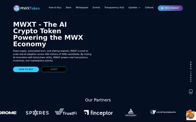 Website screenshot of MWX Token (2026-05-21)