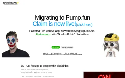 Website screenshot of StickDAO (2026-06-03)