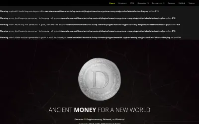 Website screenshot of Denarius (2026-05-23)