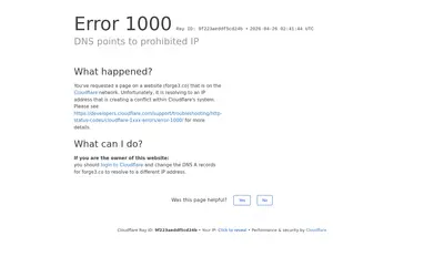 Website screenshot of Forge3 (2026-04-26)