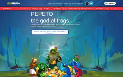 Website screenshot of PEPETO (2026-05-21)