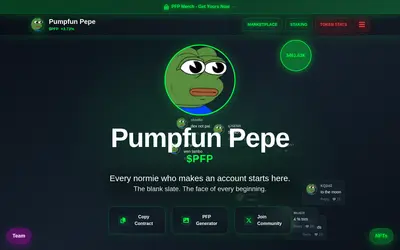 Website screenshot of Pumpfun Pepe (2026-04-21)