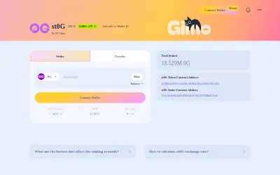 Website screenshot of Gimo Staked 0G (2026-06-04)