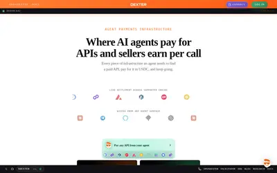 Website screenshot of Dexter AI (2026-05-19)