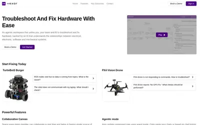 Website screenshot of HEXAR AI (2026-04-26)