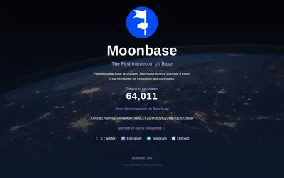 Website screenshot of MOONBASE (2026-04-26)