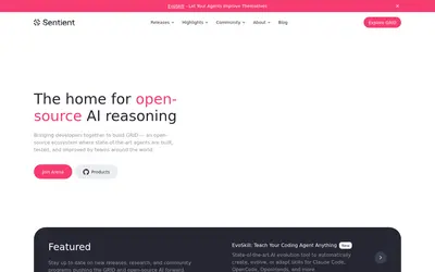 Website screenshot of Sentient (2026-05-21)