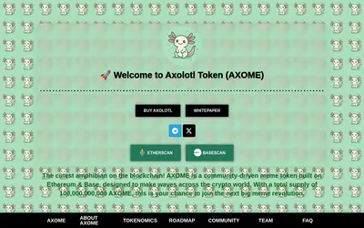 Website screenshot of Axolotl Token (2026-05-22)