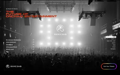 Website screenshot of RaveDAO (2026-04-24)