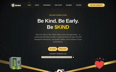 Website screenshot of KIND CAT TOKEN (2026-04-25)
