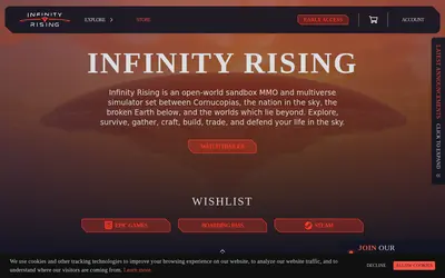 Website screenshot of Infinity Rising (2026-04-26)