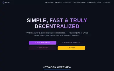 Website screenshot of Paxi Network (2026-06-04)