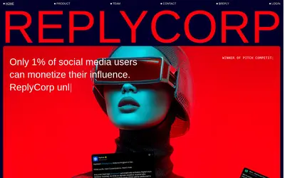 Website screenshot of ReplyCorp (2026-04-24)