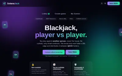 Website screenshot of SolanaJack (2026-06-11)