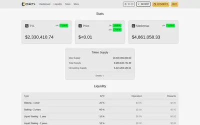 Website screenshot of Coinnekt+ (2026-05-22)
