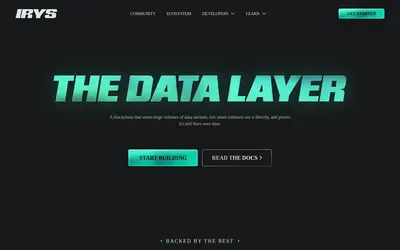 Website screenshot of Irys (2026-04-24)