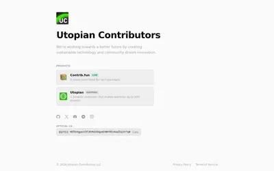 Website screenshot of Utopian Contributor Coin (2026-05-22)