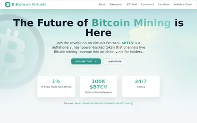 Website screenshot of Bitcoin On Virtuals (2026-05-21)