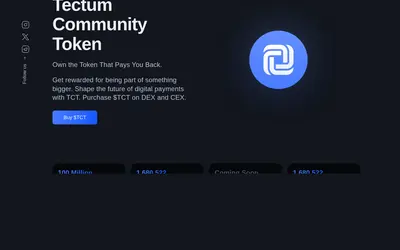 Website screenshot of Tectum Cash Token (2026-05-20)