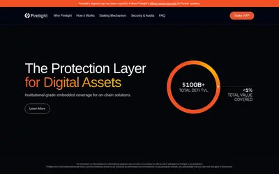 Website screenshot of Firelight Staked XRP (2026-04-25)