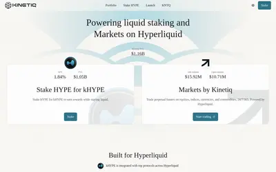Website screenshot of Kinetiq Markets HYPE (2026-05-21)
