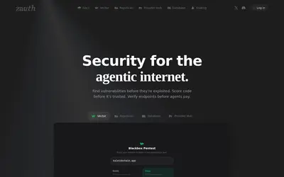 Website screenshot of Zauthx402 (2026-05-22)