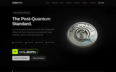 Website screenshot of SoQuBit (2026-04-24)