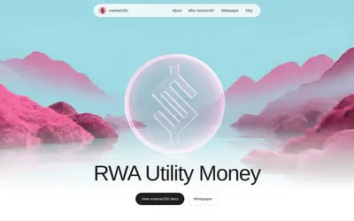 Website screenshot of MANTRA USD (2026-05-20)