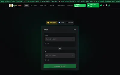 Website screenshot of ZygoSwap (2026-04-24)