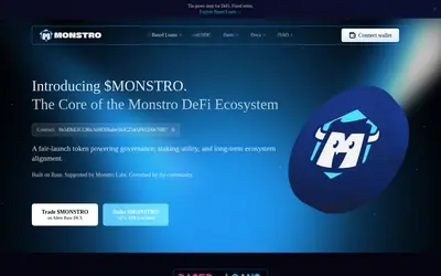 Website screenshot of Monstro DeFi (2026-05-22)