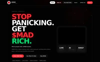 Website screenshot of Mad Coin (2026-04-24)