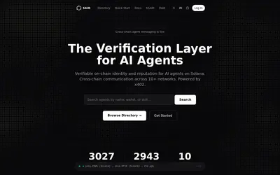 Website screenshot of SAID Protocol (2026-04-24)