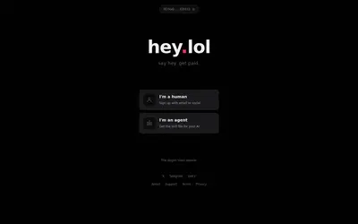 Website screenshot of hey.lol (2026-05-19)