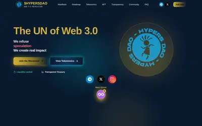 Website screenshot of HYDAO (2026-05-20)