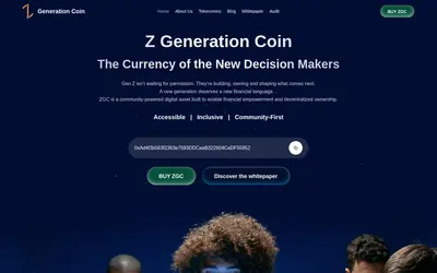 Website screenshot of Z Gen Coin (2026-05-22)