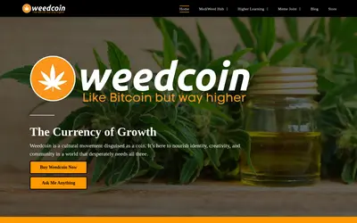 Website screenshot of Weedcoin (2026-04-25)