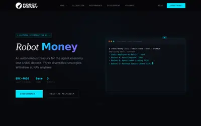 Website screenshot of Robot Money (2026-04-24)