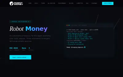 Website screenshot of Robot Money (2026-06-04)