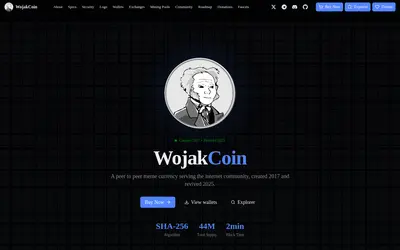 Website screenshot of WojakCoin (2026-04-25)