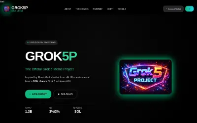 Website screenshot of Grok 5 Project (2026-05-29)