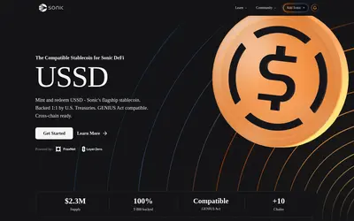 Website screenshot of US Sonic Dollar (2026-05-22)