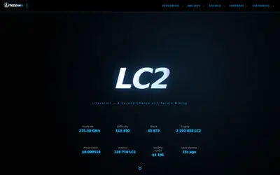 Website screenshot of LitecoinII (2026-04-25)